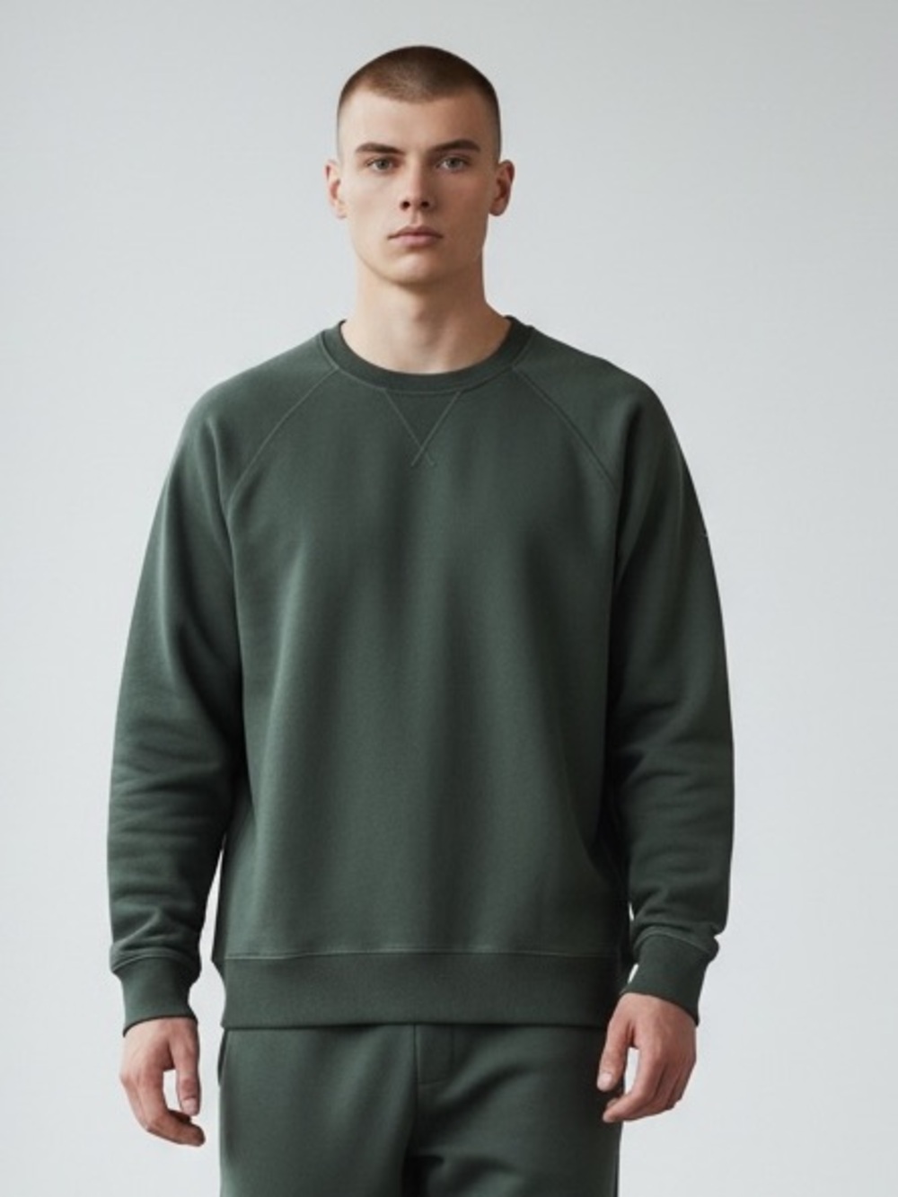 Myles Men's Classic Crewneck Sweatshirt in Dark Olive L